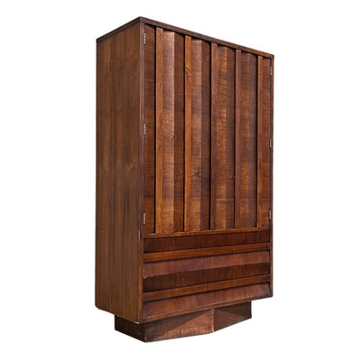 Lane Mid Century Modern Vintage Brutalist Armoire c. 1970s — front view