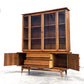 Vintage MCM China Cabinet with curved front and walnut finish