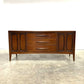 Broyhill Emphasis Mid Century Modern Walnut 3 Drawer Buffet Credenza