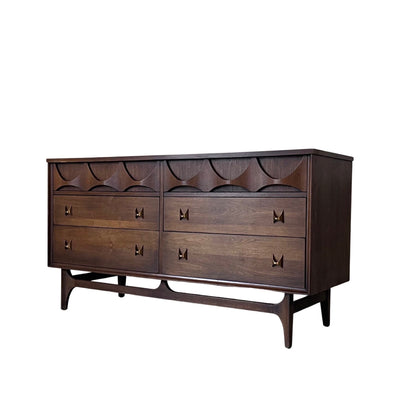 Brasilia by Broyhill Premier Sculptural 6 Drawer Dresser Circa 1960’s — brass construction, front view