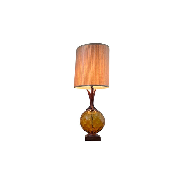 Unique Mid Century Modern Sculpted Modeline Style Table Lamp c. 1960s — walnut construction, front view