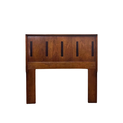 Lane “Tower Suite” Mid Century Modern Twin Headboard or Two Make King — walnut construction, front view
