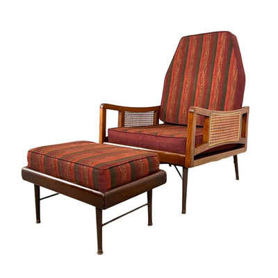 Western Bed Products of NY Mid Century Modern Lounge Easy Chair and... — walnut construction, front view