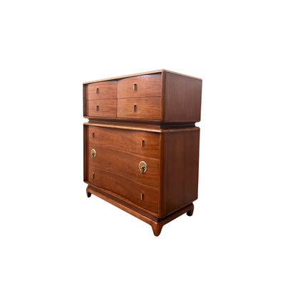 Kent Coffey “The Penthouse” Mid Century Modern 7 Drawer Tall Dresse... — Brass construction, front view