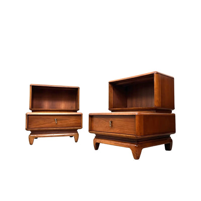 Kent Coffey “The Penthouse” Pair of Mid Century Modern Nightstands ... — brass construction, front view