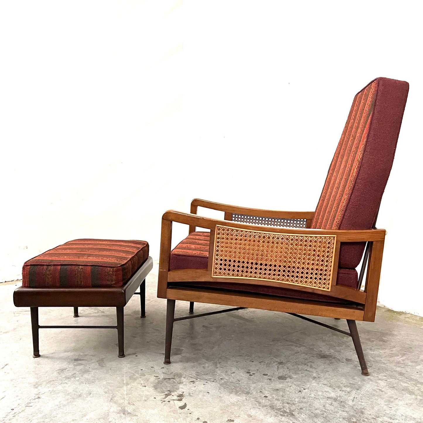 Western Bed Products of NY Mid Century Modern Lounge Easy Chair and Ottoman c. 1960s