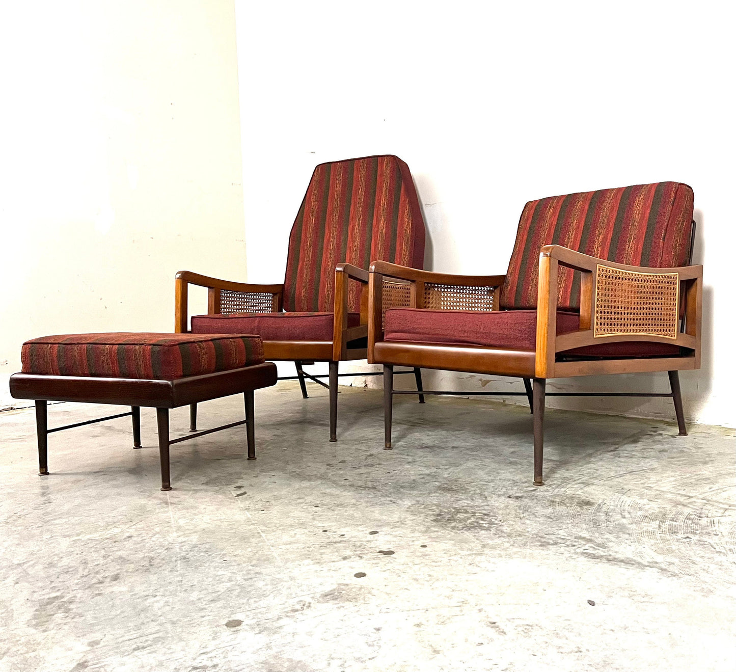 Western Bed Products of NY Mid Century Modern Lounge Easy Chair and Ottoman c. 1960s