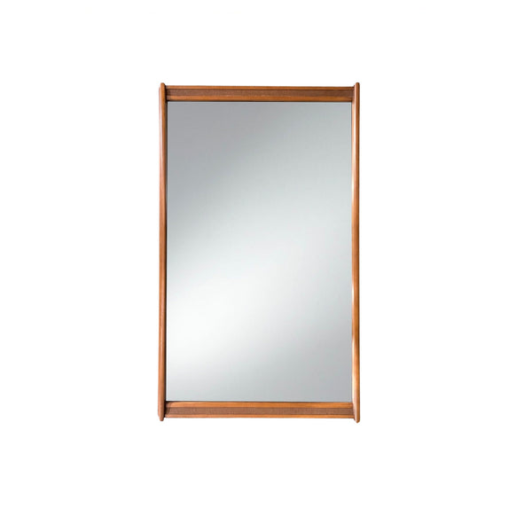 Walnut & Cane Mid Century Modern Mirror horizontal or vertical c. 1... — walnut construction, front view