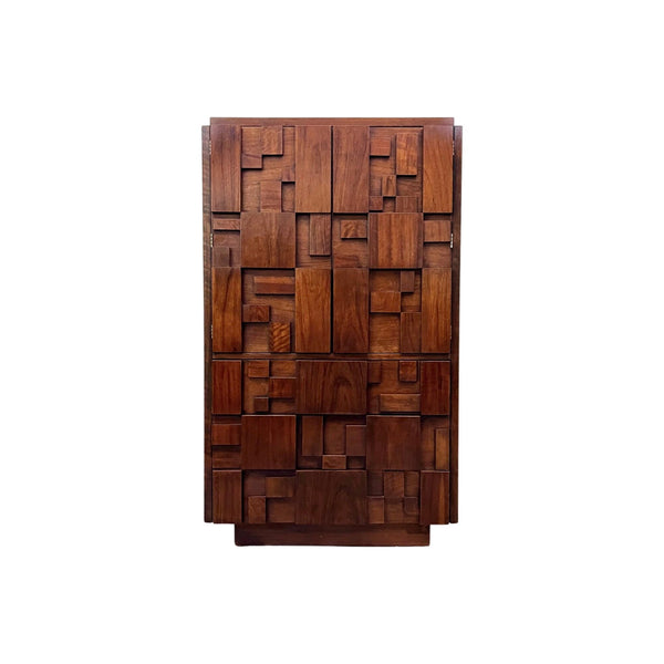 Lane Staccato Mid Century Modern Vintage Brutalist Armoire Chiffero... — front view