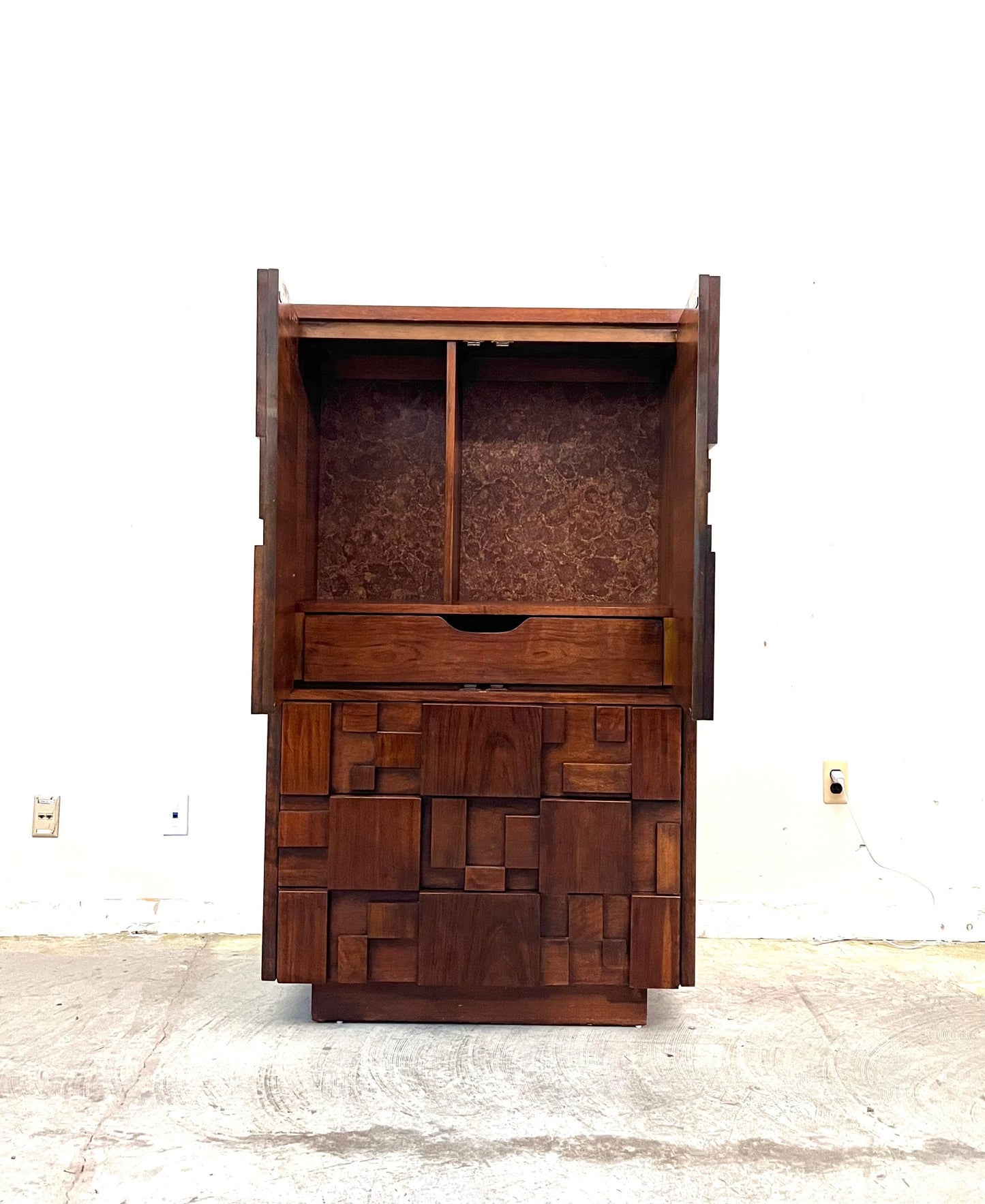 Lane Staccato Mid Century Modern Vintage Brutalist Armoire Chifferobe Dresser