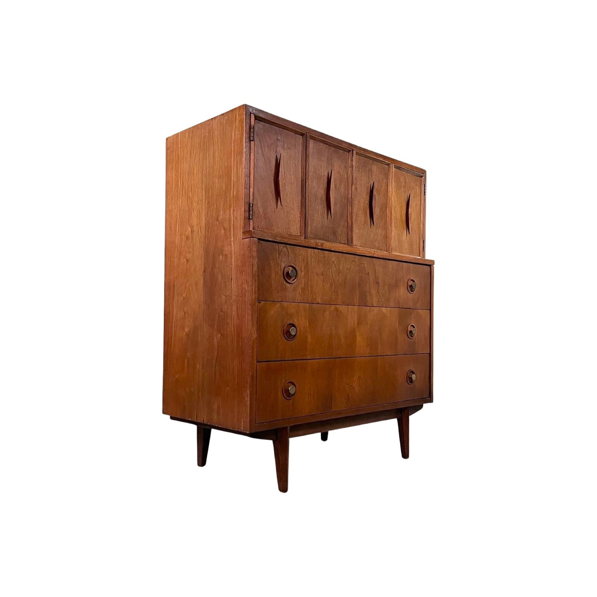 Albert Parvin for American of Martinsville 5 Drawer Highboy Dresser Vintage 1960's Mid Century Modern