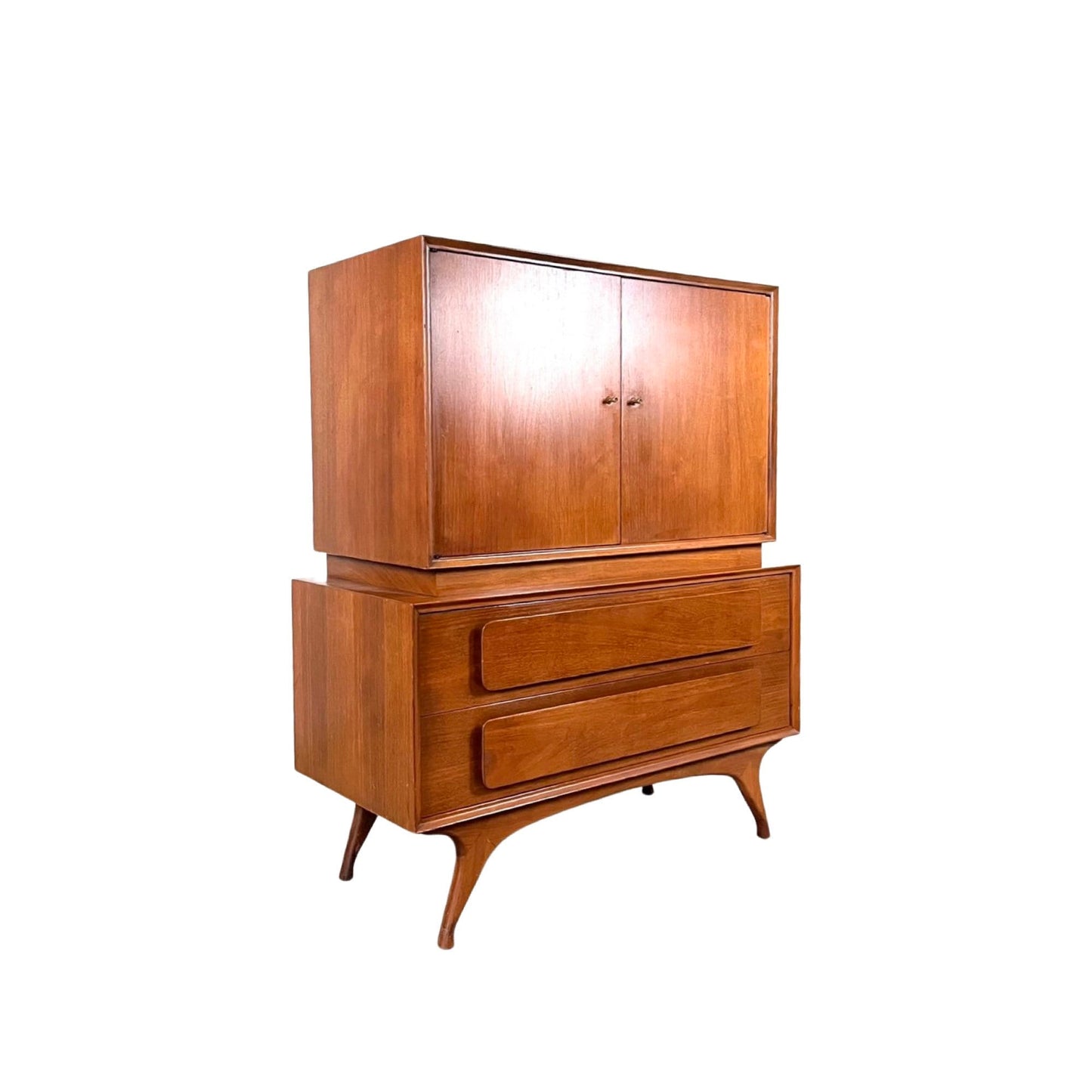 Vintage 1960s Mid Century Modern Sculpted Highboy Gentlemen’s Dresser