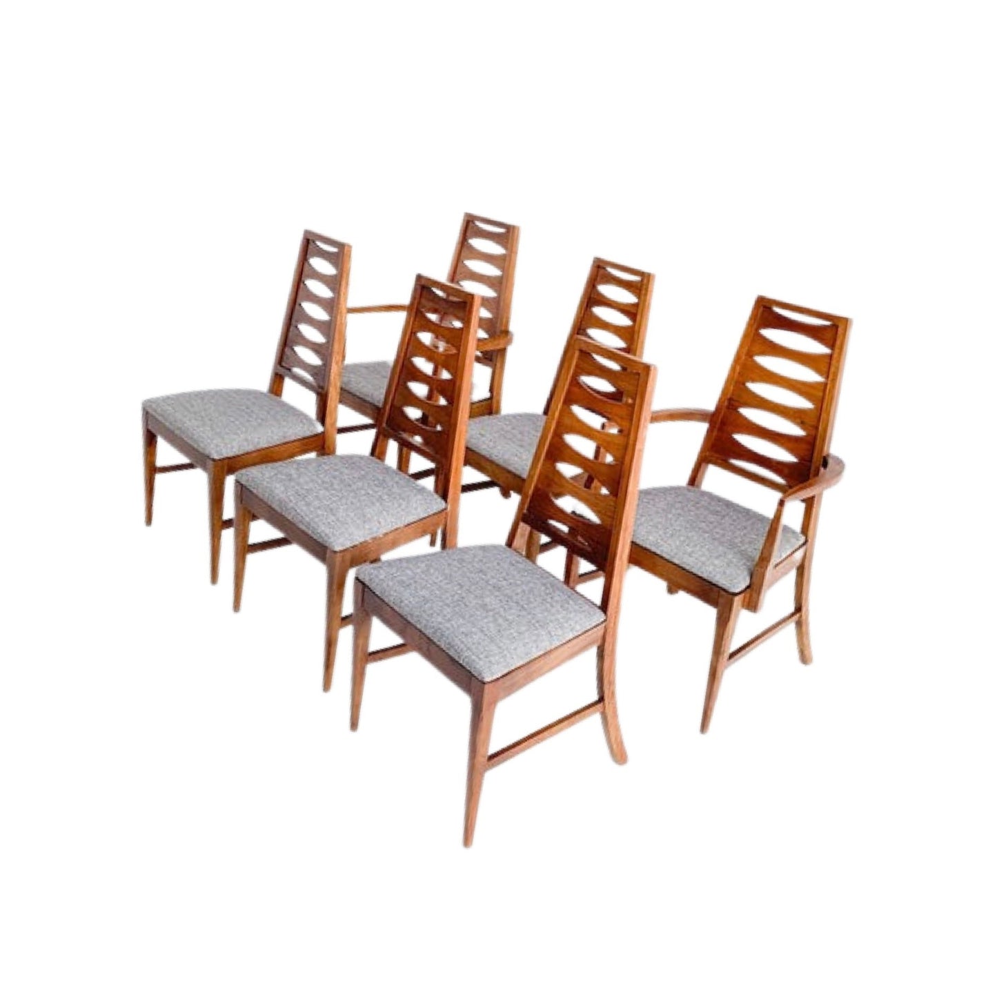 Young Manufacturing Mid Century Modern High Back Set of 6 Cat Eye Dining Chairs c. 1960s
