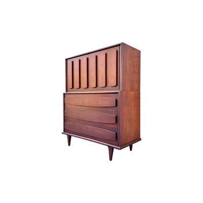 American of Martinsville Mid Century Modern Vintage Highboy 5 Drawe... — front view