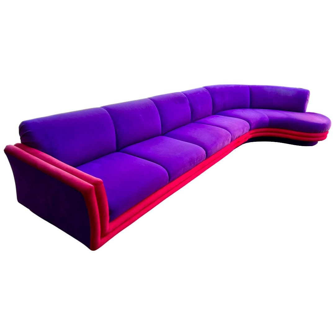 Vladimir Kagan for Weiman Red and Purple 3 Piece Sculptural Sectional Sofa C. 1990s