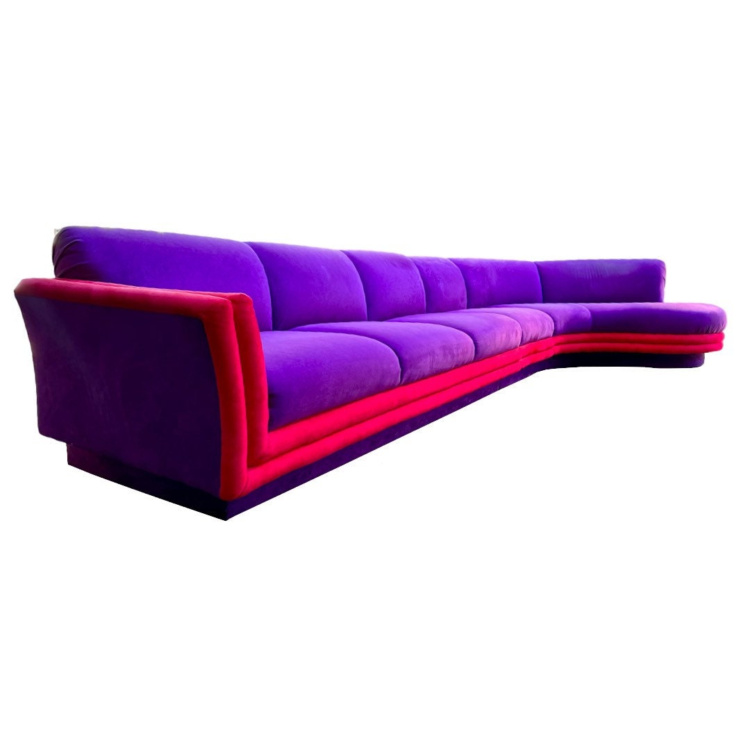 Vladimir Kagan for Weiman Red and Purple 3 Piece Sculptural Sectional Sofa C. 1990s