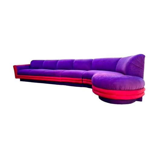 Vladimir Kagan for Weiman Red and Purple 3 Piece Sculptural Sectional Sofa C. 1990s