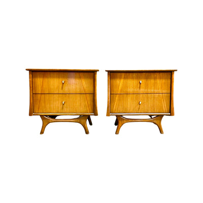 Coleman Enterprises Vintage Mid Century Modern Pair of Nightstands ... — walnut construction, front view