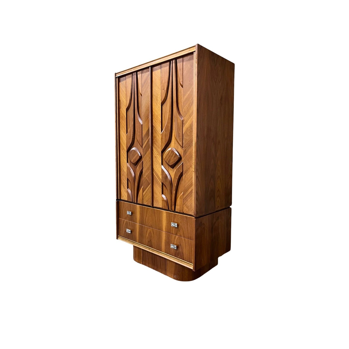 Tobago Furniture Vintage Mid Century Modern Brutalist Armoire c. 1970s