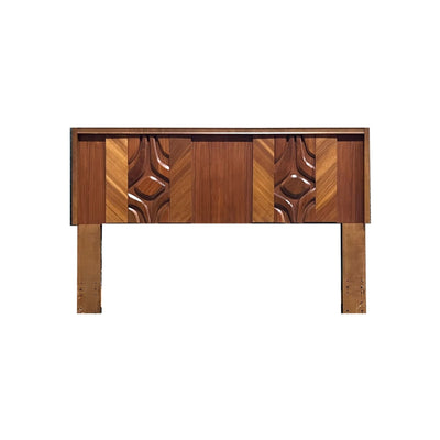 Tobago Furniture Vintage Mid Century Modern Queen Headboard 1970s — walnut construction, front view