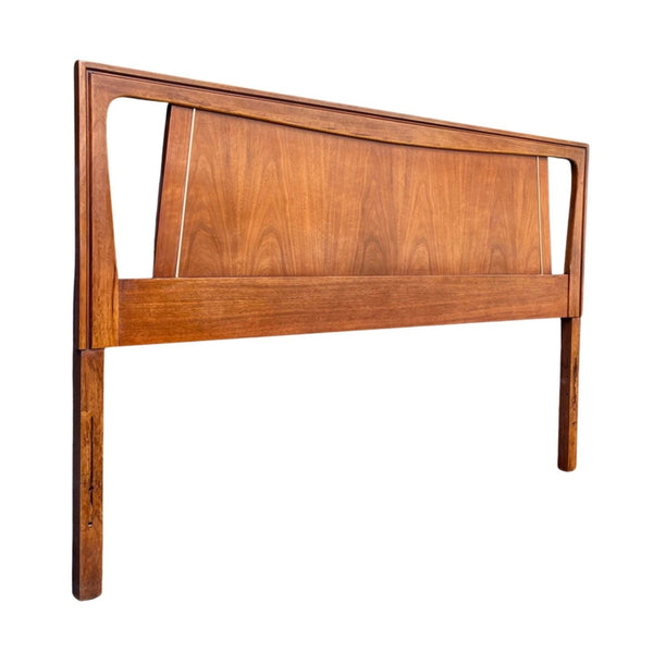 Kent Coffey Forum Vintage Mid Century Modern Full Headboard 1960s — Walnut construction, front view