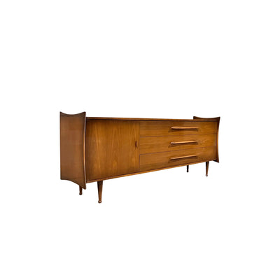 Atomic Danish Style 6 Drawer Lowboy Dresser Rare c. 1960s — front view