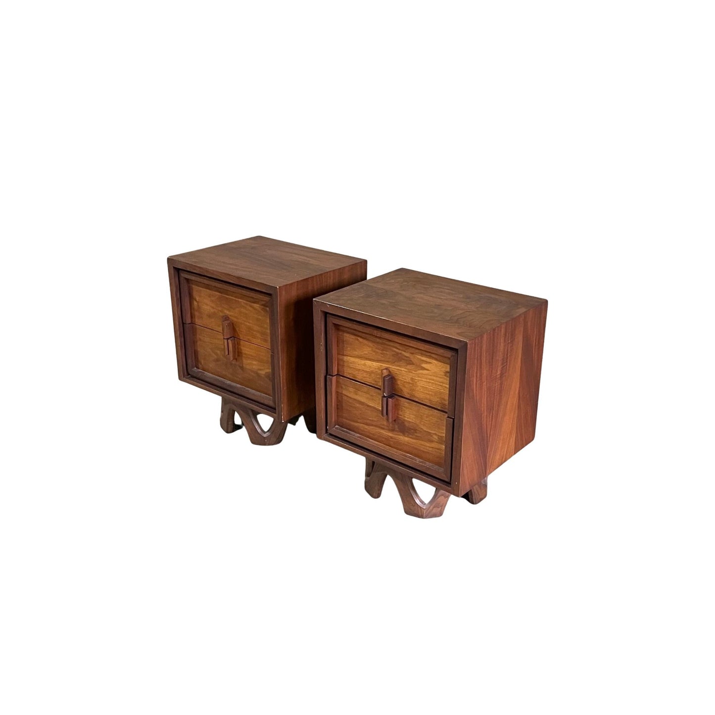 Paul Evans Style Mid Century Modern Brutalist Pair of Nightstands c. 1970s