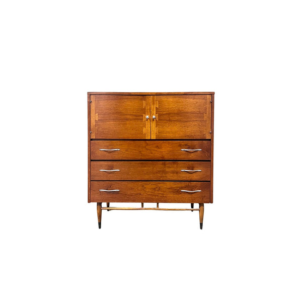 Lane Acclaim Mid Century Modern Highboy Dresser c. 1960s — oak construction, front view