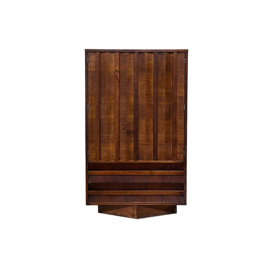 1970s Mid-Century Modern Vintage Brutalist Armoire by Lane Furniture- Front View