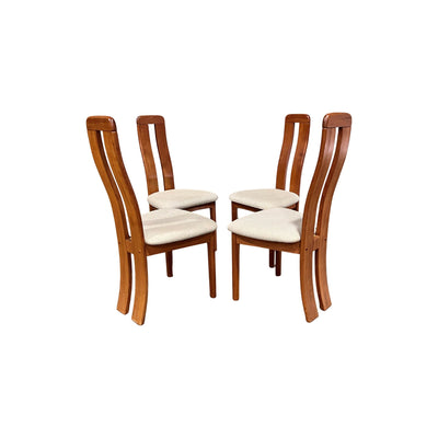 Benny Linden Danish Mid Century Modern Set of 4 Highback Dining Chairs — teak construction, front view
