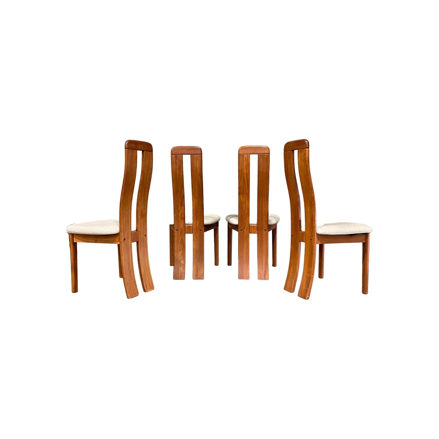 Benny Linden Danish Mid Century Modern Set of 4 Highback Dining Chairs