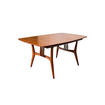 Blowing Rock Vintage Mid Century Modern Sculpted Dining Table c. 19... — walnut construction, front view