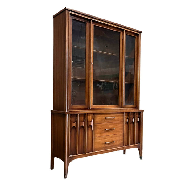 Kent Coffey Perspecta Mid Century Modern China Cabinet c. 1960s — walnut construction, front view