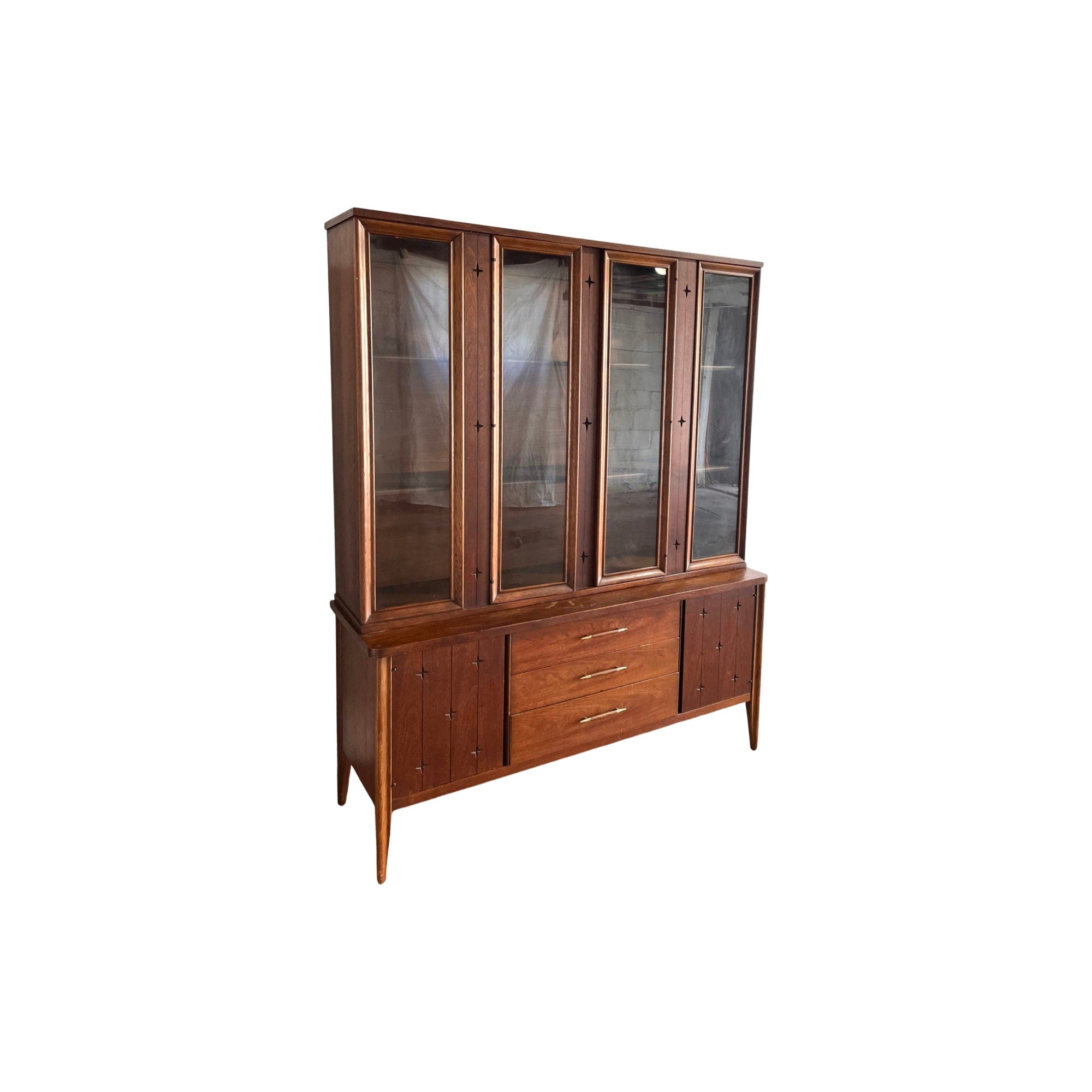 Mid century store hutch cabinet