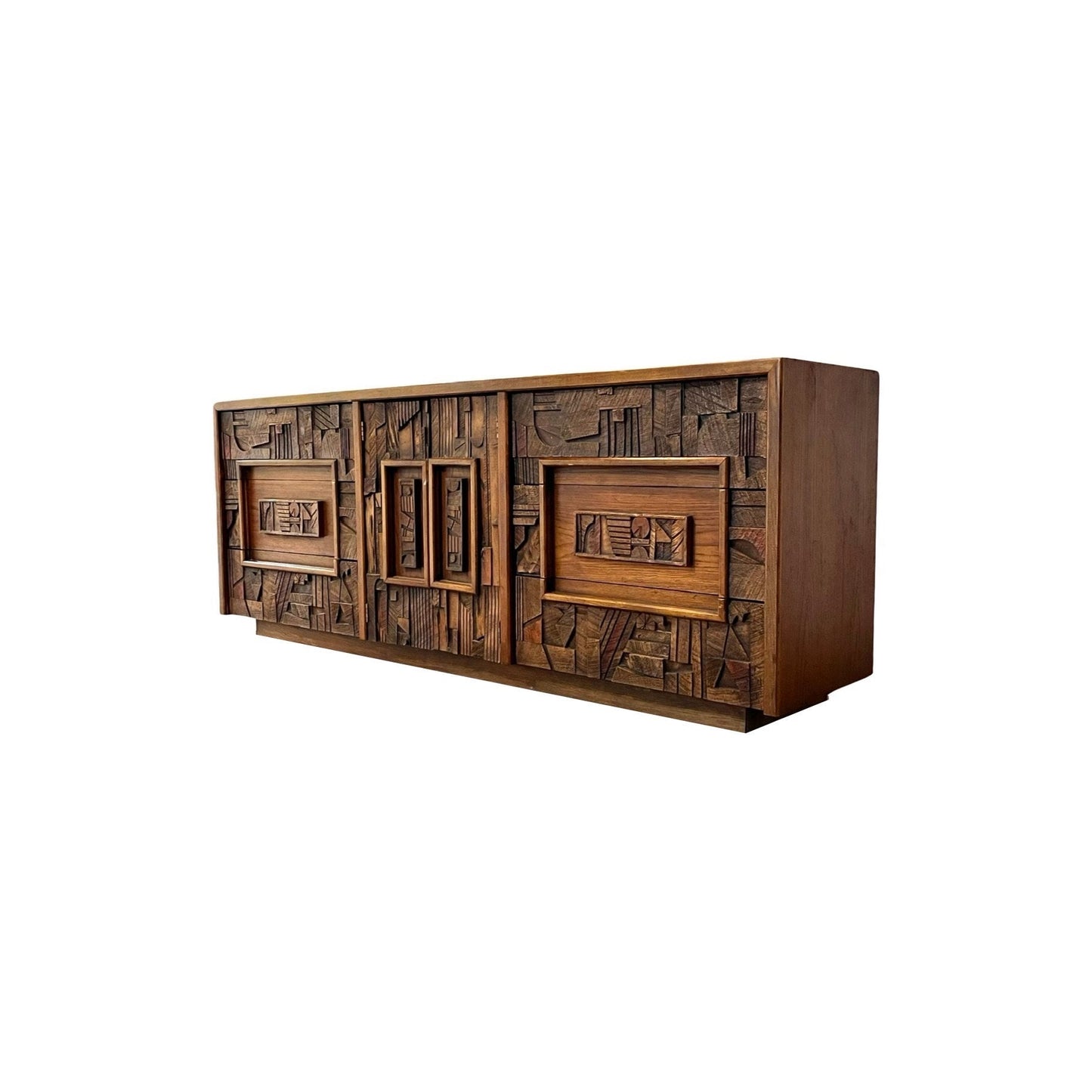 Inspired by Renowned Brutalist Designer Paul Evans - Lane Pueblo Lowboy 9 Drawer Dresser from the 1970s