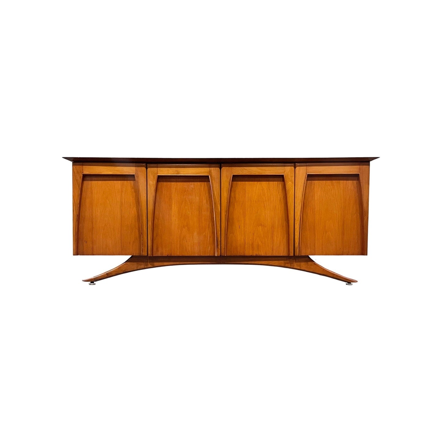 Vintage Mid-Century Modern Lowboy Dresser with Vladimir Kagan Style Sculpted Legs - Front View