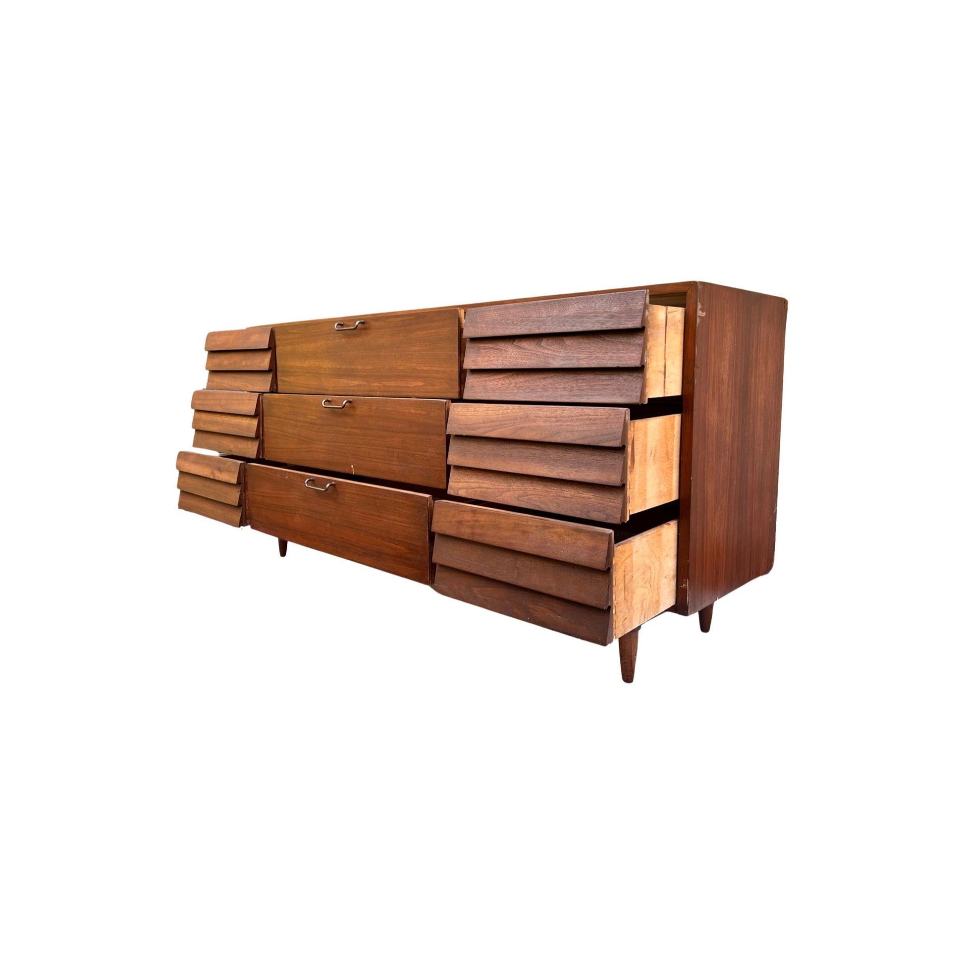 Merton Gershun 'Dania' Walnut Triple Dresser - Mid Century Modern