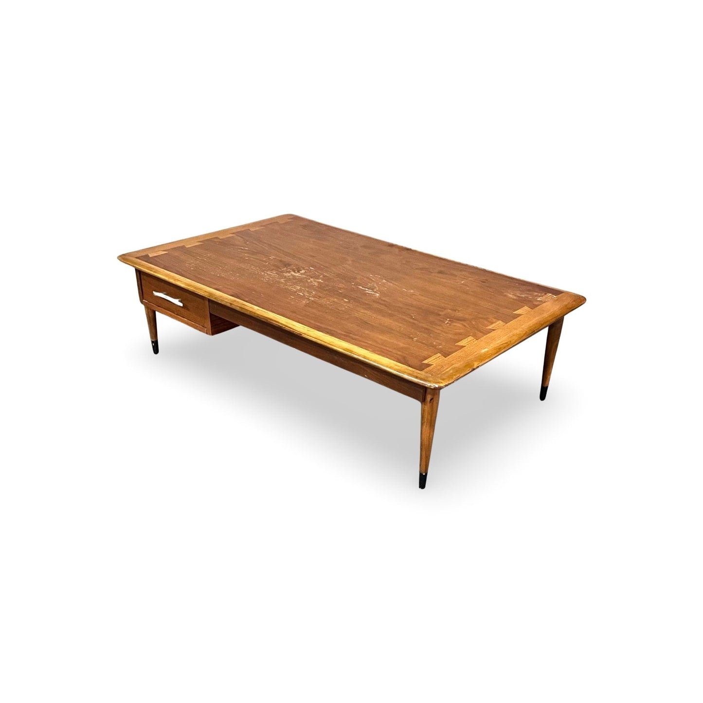 1960s Lane Acclaim walnut coffee table with dovetail detailing.