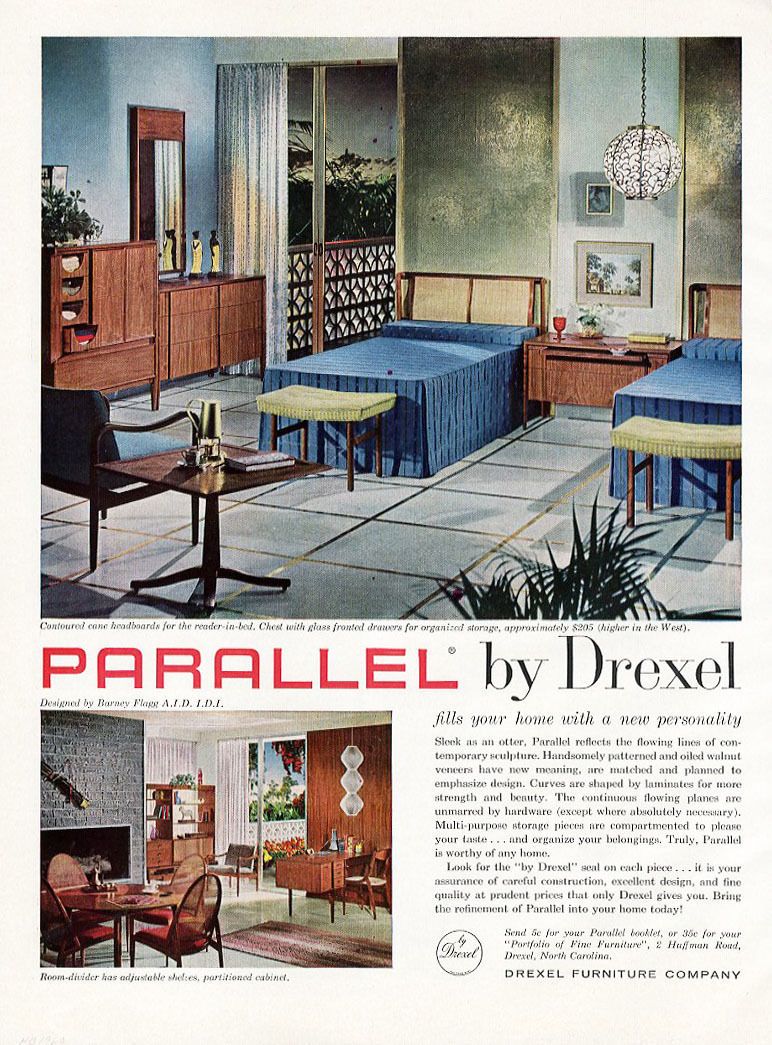 Barney Flagg for Drexel Parallel Vintage Mid Century Modern King Headboard c. 1960s