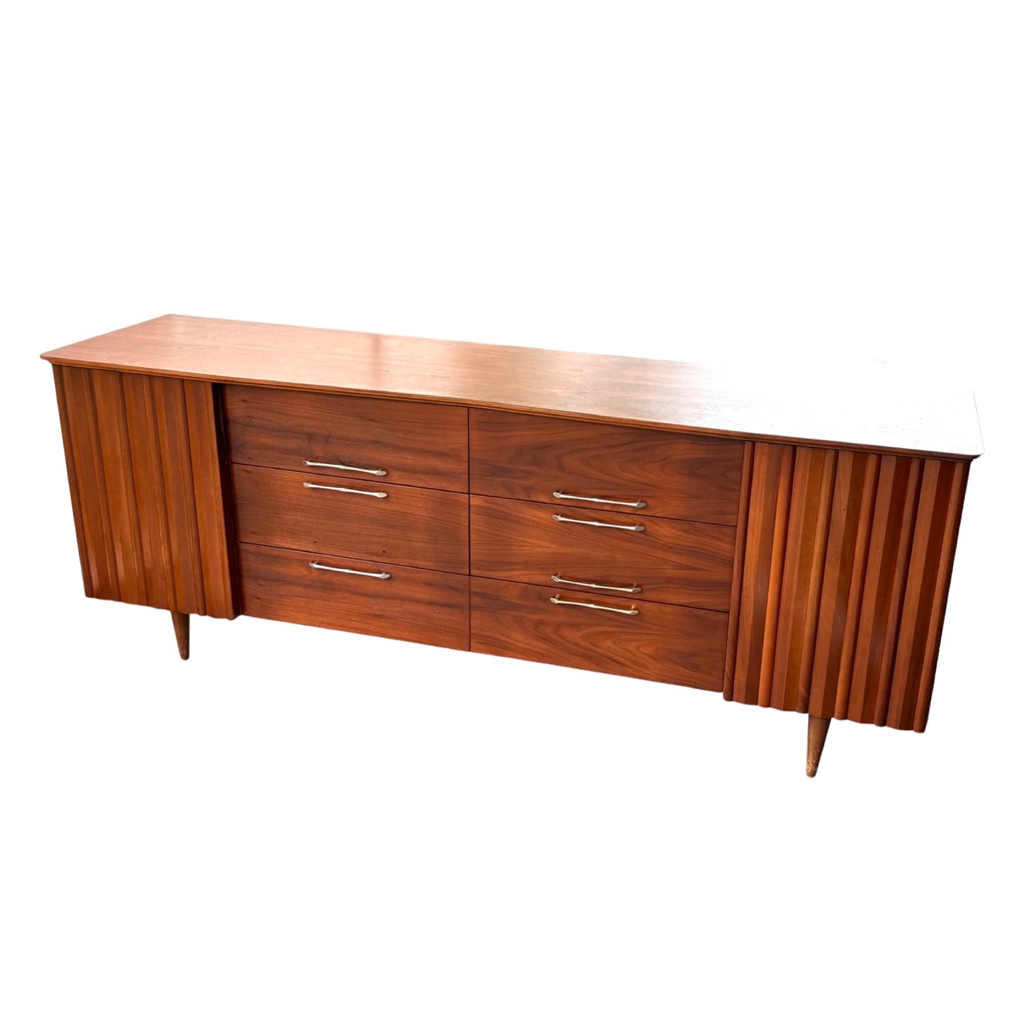 United Furniture style Mid Century Modern Quad 12 Drawer Lowboy Dresser c. 1960s